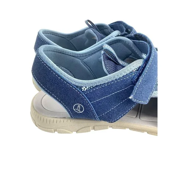 Lands' End Water Repellent ADJ Closed Toe Sport Sandals Blue Flora Size 9B - Picture 4 of 11